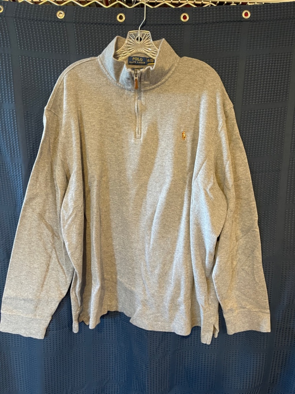 Polo by Ralph Lauren Gray Quarter-Zip Estate Rib Pullover Sweater